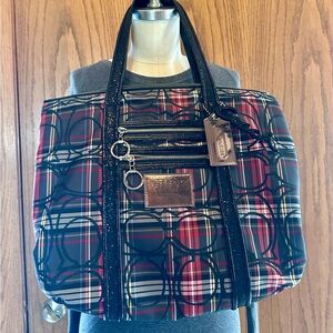 Coach Poppy Tote Bag with Black Sparkly Handles